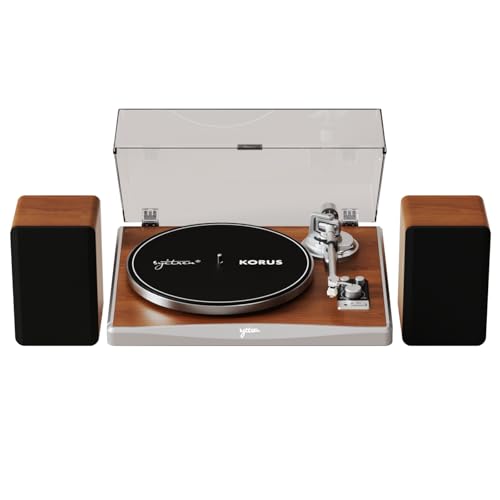 Syitren KORUS Record Player with External Speakers,Bluetooth Turntable,Belt-Drive Turntable 2-Speed...