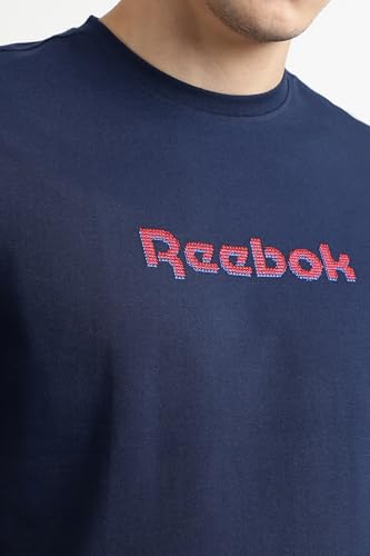 Image of Reebok Men's Cotton-Lycra Blend T-Shirt - 4-Way Stretch Smooth Smooth Round Neck Half Sleeve Tee for Men | Casual Tshirt for Men Stretchable Tshirt