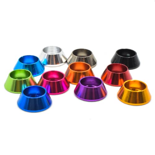 Image of 50pcs M5 Cone Cup Washers Anodized Aluminum Alloy Screw Gasket Countersunk Washers (Green)