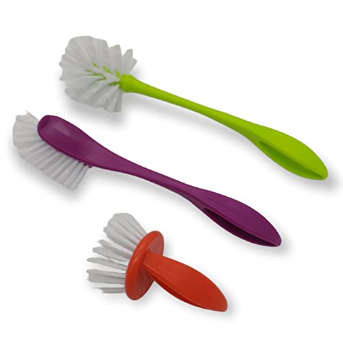 Image of Handy Housewares 3 Piece Durable Dish Cleaning Scrubbing Brush Set - Multiple Brush Sizes