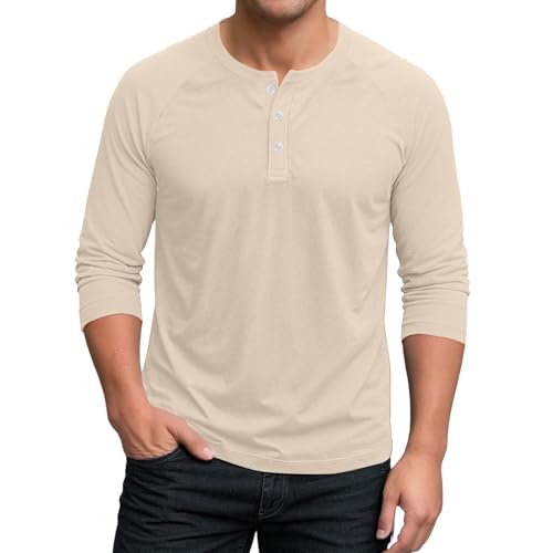 HXHYQKP Mens 3/4 Sleeve Shirts Baseball Tshirt Summer Casual V Neck Henleys T-Shirt Single 3 Button Plain Shirts