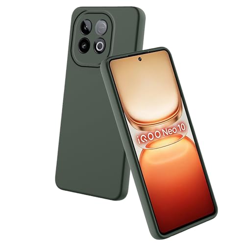 Image of Back Cover for iQOO Neo 10 5G | Full Camera Protection | Premium Liquid Silicon Case | Flexible Bumper Case for iQOO Neo 10 5G (Military Green)