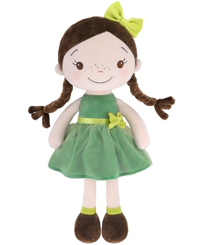 GAGAKU Bonecas pano para meninas 40,6 cm tecido macio anjo guardião presente de batismo para menina com asas de peluche amuleto da sorte para crianças de 1-6 anos - princesa da floresta