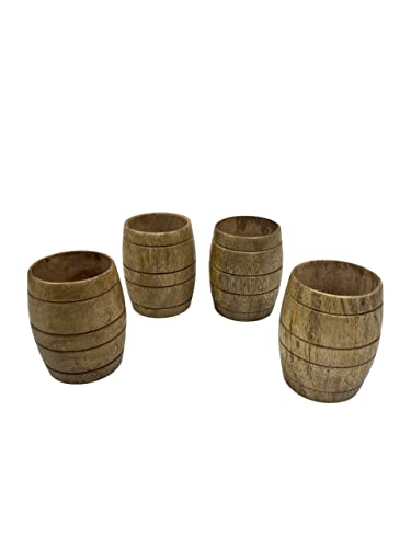 Collectiblesbuy Wooden Barrel Shaped Beer Mug Coffee Mug Small Travel Camping Cup Wood Beer Tea Cup Drinking Portable Mug For Men Wine Cup Beer Mugs Steins Handmade Mango Wood Cups Set Of 4 #TOP1