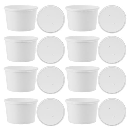 Vasos de papel kraft de 8 oz con tapas para helado en cafeterías pack de 25 unidades 2
