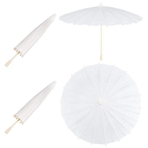 PH PandaHall 4pcs 41cm paraguas de papel blanco paraguas engrasados para hacer yo mismo accesorios de pintura a mano para boda, fotografía de novia, artesanía, fiesta, decoración de Pascua