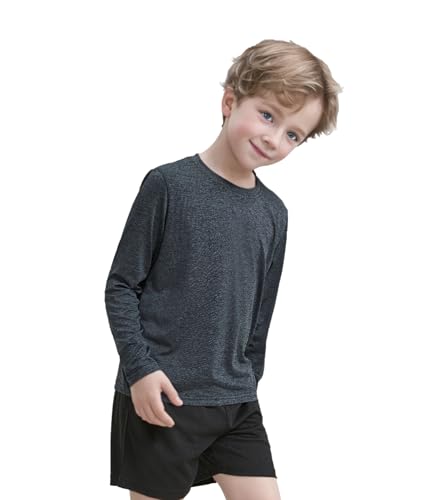4 Pack Boys&Girls Athletic Quick Dry Long Sleeve Kids Performance Activewear T-Shirt for Youth4