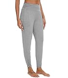 WiWi Womens Yoga Pants with Pockets - Viscose from Bamboo High-Waist Joggers Sweatpants Lounge Pajama Bottoms S-XXL,Heather Grey,Medium