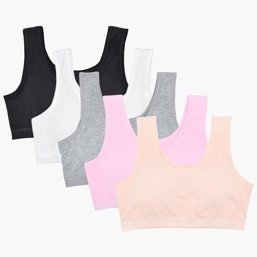 Nearpo Training Bras for Girls 10-12 12-14 14-16 Starter Sports Bras with Lightly Padding 5 Pack