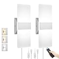 GOODATE Plug in Wall Sconces with Stepless Adjustable 3000K-6500K Colors and 10%-100% Brightness, Sconces Wall Lighting with Remote Control 12W Acrylic LED Wall Lamp with 6FT Plug in Cord, 2 Pack