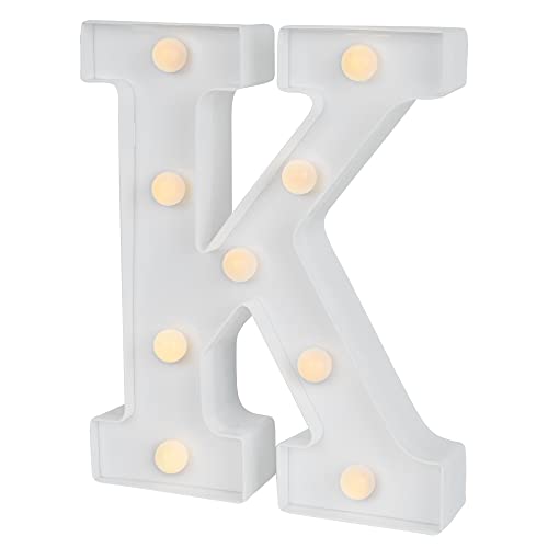 Image of Restaurantware Illumify 6.9 x 1.2 x 8.7 Inch Light Up Letter 1 Durable Marquee LED Light - Letter K Touchproof White Plastic Party Light Keyhole Slot For Parties Weddings Or Special Events