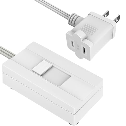 TOPGREENER Table Top Plug in Lamp Dimmer for Dimmable LED Halogen and Incandescent Bulbs 6.1 FT Cord White