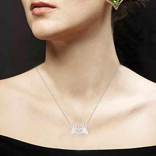 Collier pour femmes idée cadeau anniversaire fête des mères cœur mains acier - 2