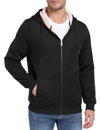 MoFiz Men's Fleece Sherpa Lined Hoodies Heavyweight Full Zip Hoodies for Men