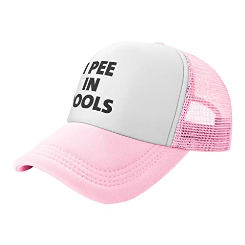 PAUPPY I Pee in Pool Pink Mesh Baseball Cap for Boys Girls Summer Trucker Hat Baseball Hats Running Hat Summer Hat2