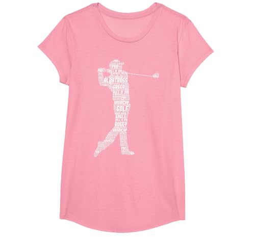 Golf Golfer Golf Player Men Children Boys T-Shirt, Girls, Pink, Small