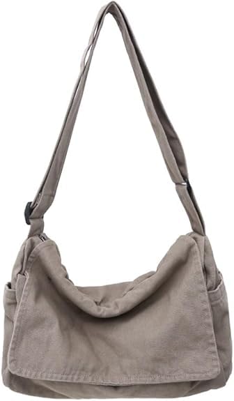 Canvas Messenger Bag Large Messenger Bags for Women Men Casual Canvas Crossbody Shoulder Bag with Multiple Pockets
