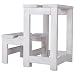 Aranaz 11322 Escalera banqueta, Madera de Haya, Blanco