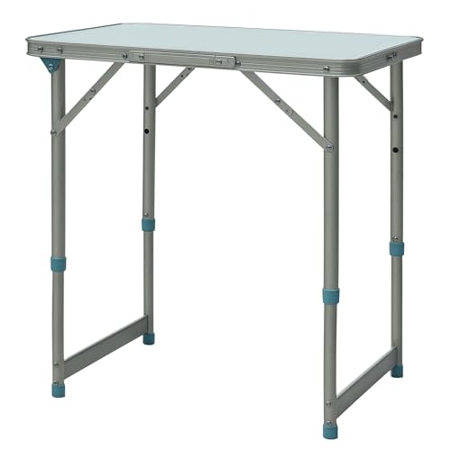 Outsunny 23' Folding Camping Table with Height Adjustability, Lightweight Portable Table with Carry Handle, Outdoor Folding Table Camping Accessories
