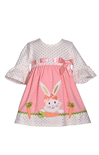 Bonnie Jean Girl's Easter Dress - Pink Bunny Dress for Baby Toddler and Little Girls, Pink and Ivory, 2T