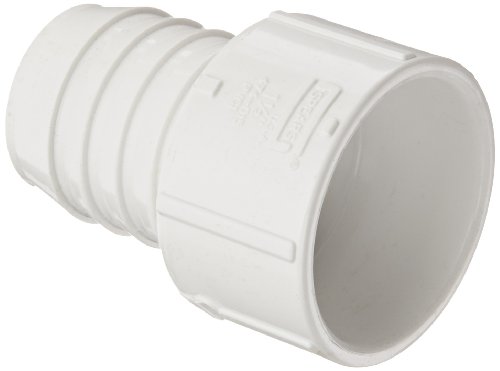 Spears 474 Series PVC Pipe Fitting, Adapter, Schedule 40, White, 1-1/2"Barbed x 1-1/2" Socket