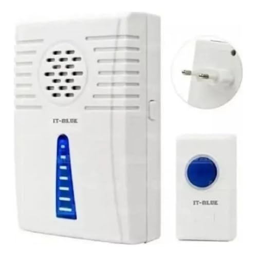 IT-BLUE Campainha Sem Fio, 32 Toques, Alcance de 100 Metros, Bivolt 110V ou 220V, Botão com LED