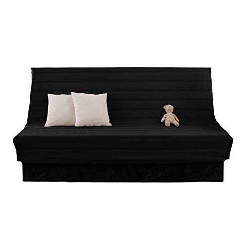 Deconovo Housse Clic Clac Matelassé avec Bande Socle Housse de Canapé Noir 90x60x190cm