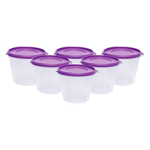 Image of Cutting EDGE Nesterware 1000ml Stackable Food Container (Set of 6, Purple) | BPA-free plastic, stackable design, leak-proof, kitchen storage, pantry, fridge, meal prep, reusable, travel use