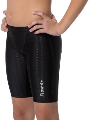 Flow Accelerate Swim Jammers for Boys - Size 21 to 32 Swimming Jammer Shorts in Black, Navy, and Blue