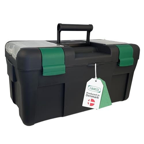 raaco Toolbox 20“, Werkzeugkoffer leer aus Kunststoff, 27,5 x 51,8 x 26 cm, Beladung bis zu 30 kg, Leichtgewichtig, mit Innenfach & Staufach im Deckel, Idealer Werkzeugkasten für optimale Organisation