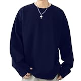 [OkYiLi] 長袖Tシャツ メンズ 綿100％ 無地 丸首 肉厚生地ビーフィー インナー ユニセックス カットソー クルーネック シンプル 春秋冬 ロングTシャツ M