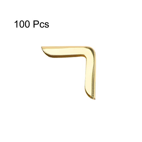 Image of uxcell Metal Book Corner Protectors Edge Cover Guard 15 X 15 X 3mm Gold Tone 100pcs