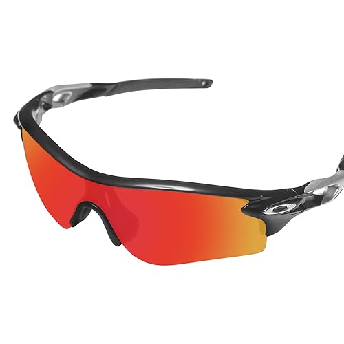 Image of 100% Precise-Fit Replacement Sunglass Lenses Compatible with Oakley RadarLock Path OO9181 / RadarLock Path Asian Fit OO9206 - Polarized Fire Red Mirror