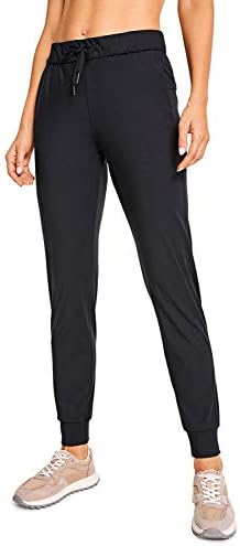 CRZ YOGA 4-Way Stretch Golf Joggers for Women, 27" Casual Travel Workout Pants, Lounge Athletic Sweatpants with Pockets Black Medium