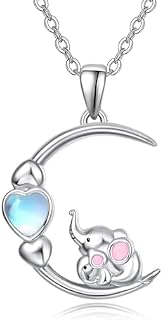 APLOMB Elephant Gifts for Women Elephant Necklace 925 Sterling Silver Moonstone Crystal Necklaces Mother Daughter Necklace Animal Jewelry