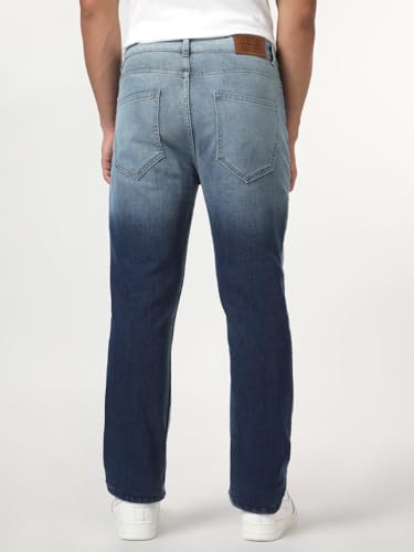 Image of Urbano Fashion Men's Straight Fit Heavy Washed Faded Denim Jeans Stretchable