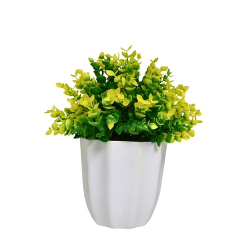 Image of fancymart Artificial Plant Hackleberry Yellow Bunch in Pot - 22 cm Height, Perfect for Tabletop Decoration | Ideal for Home & Office Decor