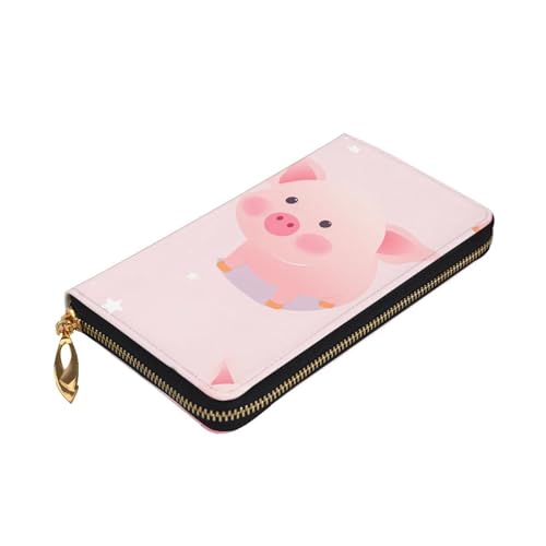 Leather Wallet - Stylish and Durable Wallet for Women with Multiple Compartments and Zipper Design lovely pink pig Picture3