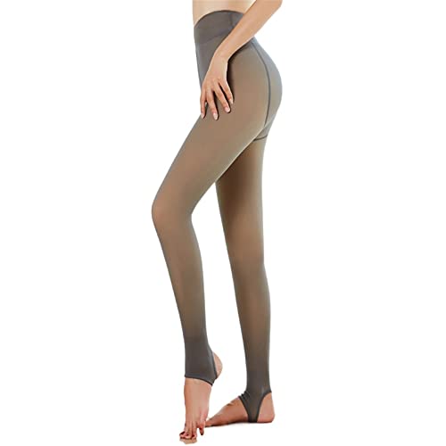 Collant Femme collant polaire effet transparent Jambes Minceur Parfait Faux Translucide legging doublé polaire hiver collant thermique pour mince quotidien cadeau (Marron-2,90g) Cover