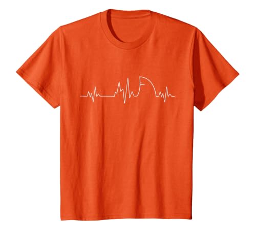 Shark Heartbeat EKG Funny Fish Fin Pulse Ocean Animal Lovers T-Shirt, Youth, Orange, 3T
