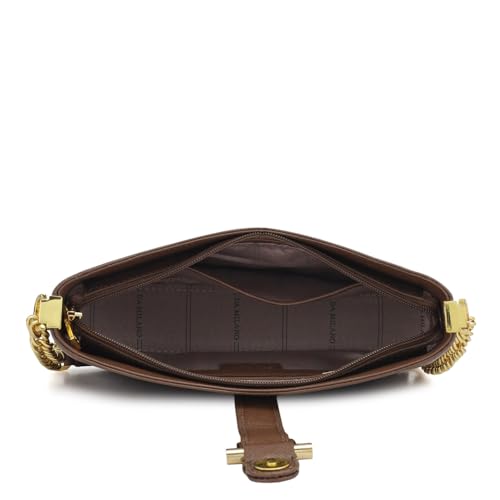 Image of Da Milano Small Leather Shoulder Bag - Brown (01502OL)