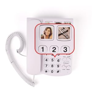 Image of Big Button Phones for Seniors, Landline Emergency Phone for Home, Hand-Free Phone for Elderly with Picture, Adjustable Volume and 9 One-Touch Dialing for Elderly, White