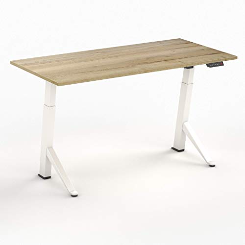 Sitz-Steh-Schreibtisch - YDesk (Weiß/Eiche natur 120 x 80cm) Cover