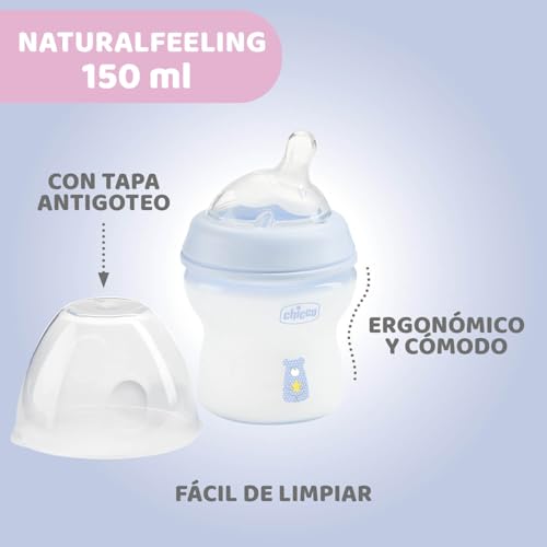 Chicco Natural Feeling Anti-Kolik Babyflasche für 0+ Monate, 150 ml, mit Weichem Silikonsauger und Doppelventil… – Ansicht 5