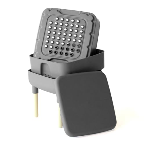 Image of FCMP Outdoor - The Essential Living Composter, 2-Tray Worm Vermicomposter Bin (HF-LC4000v2-GRY) Grey