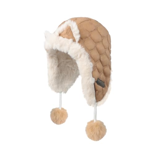 Womens Cute Cartoon Cat Ear Winter Warm Sherpa Lined Ski Hat Pilot Hood Cap Windproof Earflap Peruvian Trapper Hat2