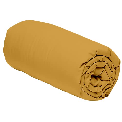 Duquennoy & Lepers - Drap Housse Bonnet 30 CM - Percale 80 Fils uni - 160 x 200 CM, Jaune Moutarde Cover