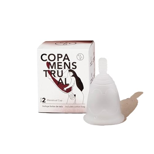 Copa Menstrual Cyclo Nature Talla 2. Blanda con Tirador - Fabricada en España con Silicona Médica Biocompatible - Capacidad de hasta 12 Horas de Uso Sin Vaciado y Cero Pérdidas
