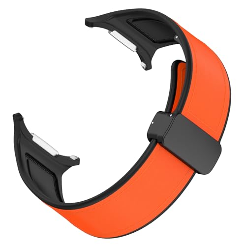 Image of YODI Watch Band Compatible with Samsung Galaxy Watch 7 Ultra Band 47mm Smartwatch, Soft Classic Strap Bands Genuine Hybrid Leather For Men Women (Orange)