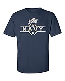CornBorn Navy Mens Tshirt - Navy Football Laces and Goat - Navy Blue - XL
